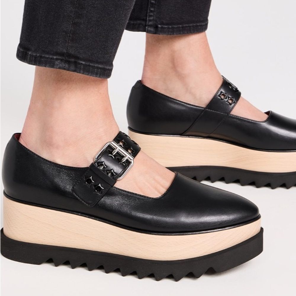 Stella McCartney Elyse 70MM Mary Jane Platform Wedges size 38.5 - Picture 2 of 15